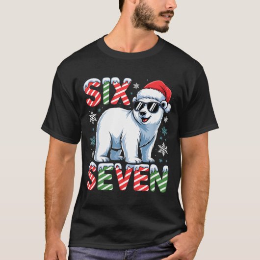 Funny Six Seven Lar Bear Christmas 67 Santa Hat Wi Tシャツ (正面)