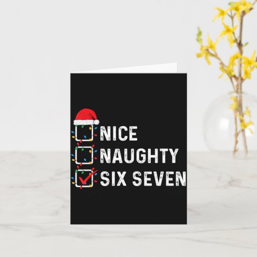 Funny Six Seven Meme 67 Christmas List Nice Naught カード (黄色い花)