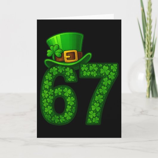 Funny Six Seven Meme 67 St Patricks Day Shamrocks  カード (正面)
