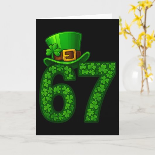Funny Six Seven Meme 67 St Patricks Day Shamrocks  カード (黄色い花)