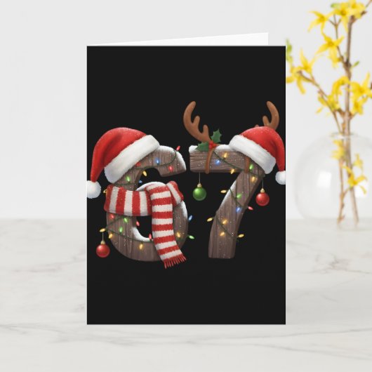 Funny Six Seven Meme 6-7 Xmas 67 Christmas Lights  カード (黄色い花)