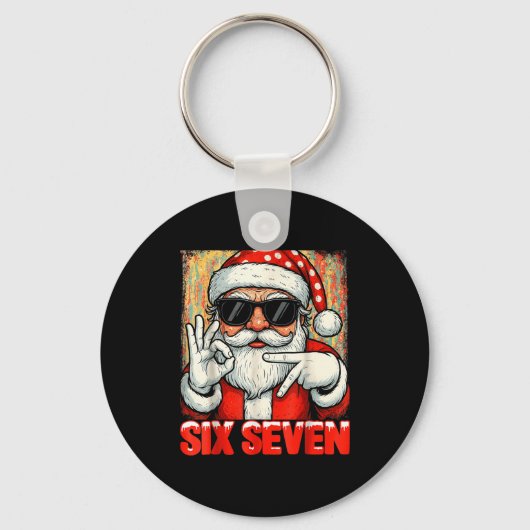 Funny Six Seven Meme Christmas Cool Santa Saying 6 キーホルダー (正面)