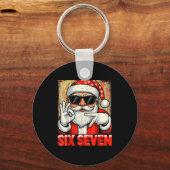 Funny Six Seven Meme Christmas Cool Santa Saying 6 キーホルダー (正面)