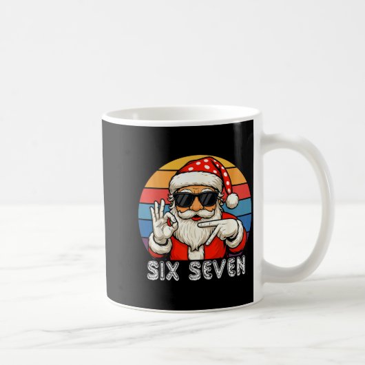 Funny Six Seven Meme Christmas Cool Santa Saying 6 コーヒーマグカップ (右)