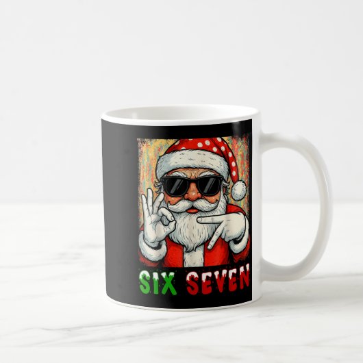 Funny Six Seven Meme Christmas Cool Santa Saying 6 コーヒーマグカップ (右)