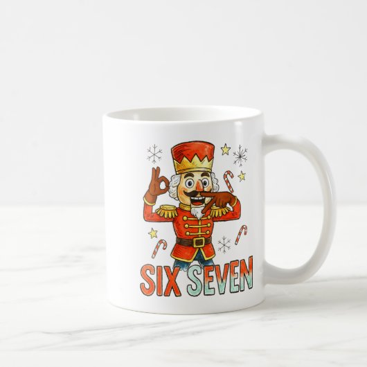 Funny Six Seven Meme Christmas Nutcracker Men Wome コーヒーマグカップ (右)