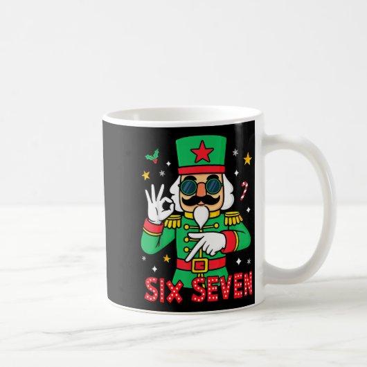 Funny Six Seven Meme Christmas Nutcracker Saying 6 コーヒーマグカップ (右)