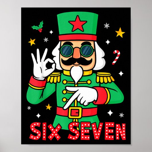 Funny Six Seven Meme Christmas Nutcracker Saying 6 ポスター (正面)