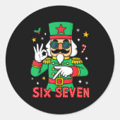 Funny Six Seven Meme Christmas Nutcracker Saying 6 ラウンドシール (正面)