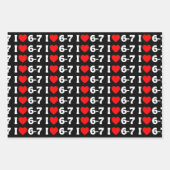 Funny Six Seven Meme “I Love 6-7” Pattern ラッピングペーパーシート (正面3)
