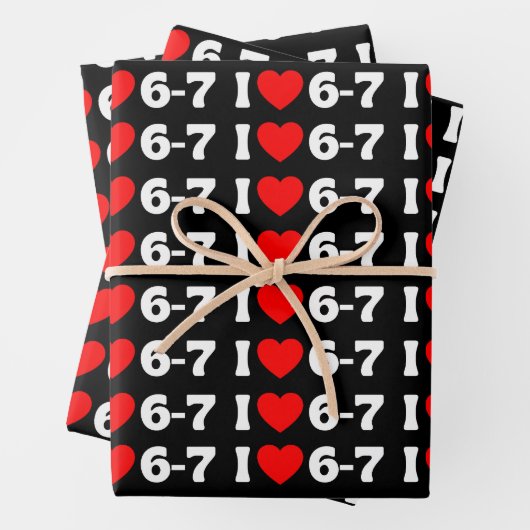 Funny Six Seven Meme “I Love 6-7” Pattern ラッピングペーパーシート (インサイチュ)