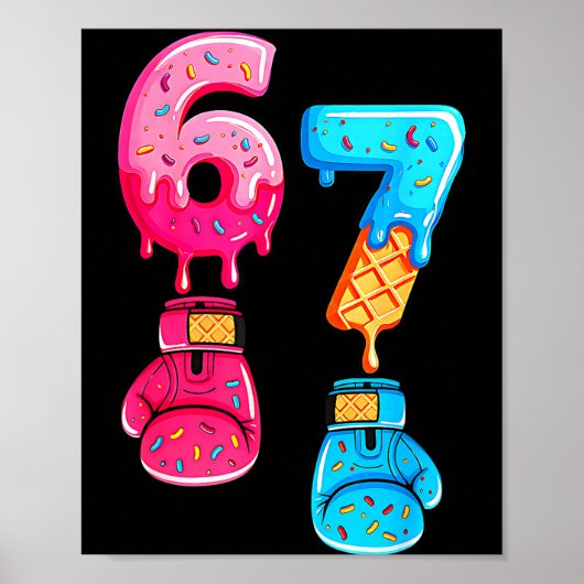 Funny Six Seven Meme Ice Cream Drip 67 Boxing  ポスター (正面)