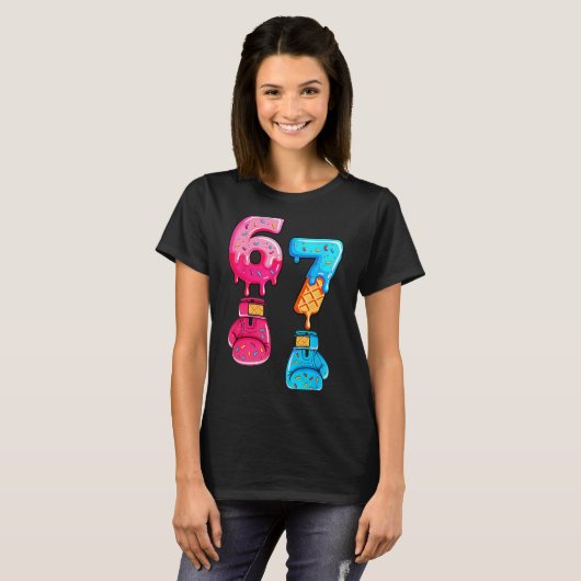 Funny Six Seven Meme Ice Cream Drip 67 Boxing  Tシャツ (正面フル)