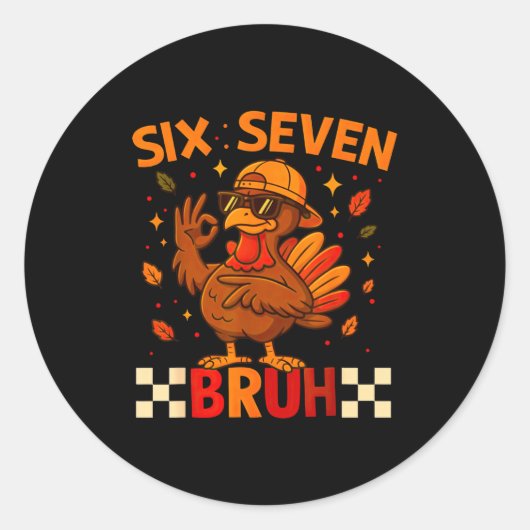 Funny Six Seven Meme Turkey Kids Bruh, 67 Thanksgi ラウンドシール (正面)