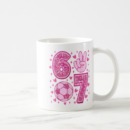 Funny Six Seven Soccer Valentines Day Men Women Ki コーヒーマグカップ (右)