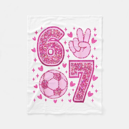 Funny Six Seven Soccer Valentines Day Men Women Ki フリースブランケット (正面)
