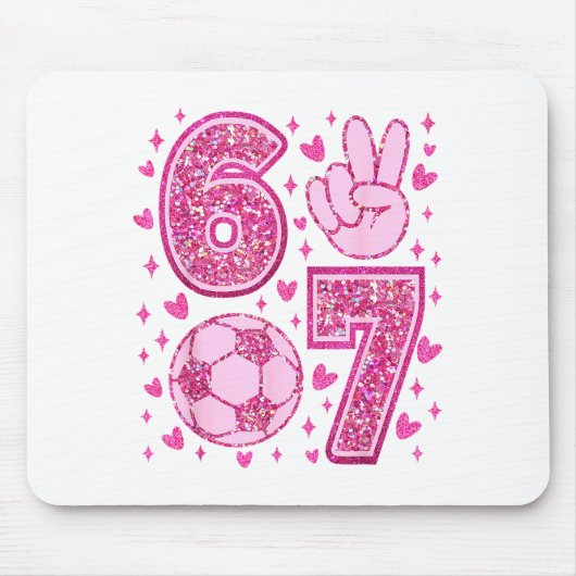 Funny Six Seven Soccer Valentines Day Men Women Ki マウスパッド (正面)