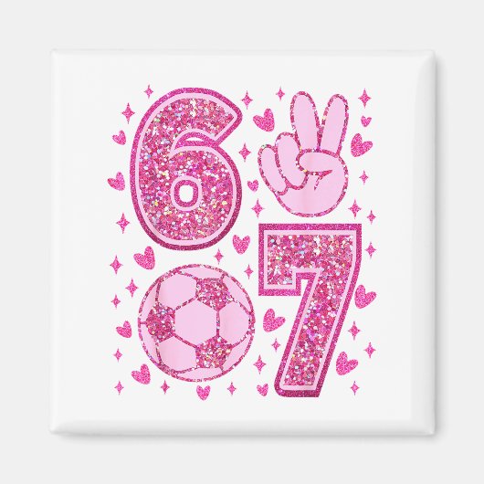 Funny Six Seven Soccer Valentines Day Men Women Ki マグネット (正面)