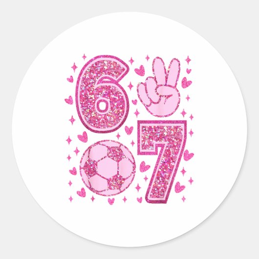 Funny Six Seven Soccer Valentines Day Men Women Ki ラウンドシール (正面)