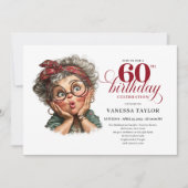 Funny Sixty Birthday Invite Old Lady Party Design 招待状 (正面)