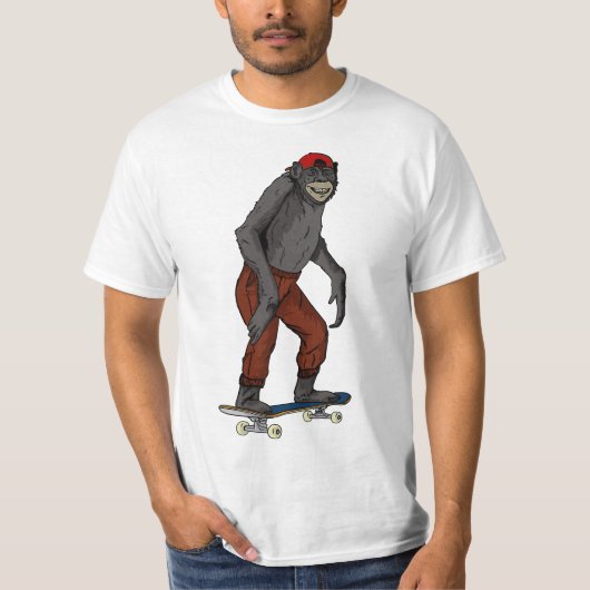 Funny Skateboard Monkey Gift idea 4 Skate & Halfpi Tシャツ (正面)
