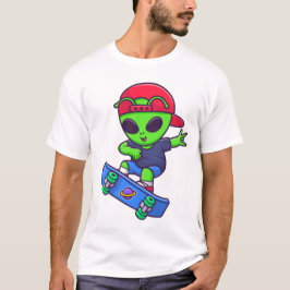 Funny Skateboarding Alien Streetwear Design Tシャツ