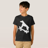 Funny Skateboarding Boxer Dog Skateboard Skater Tシャツ (正面フル)