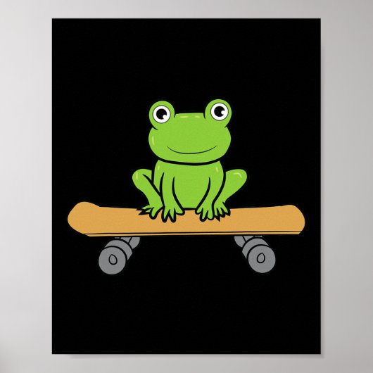 Funny Skateboarding Frog Funny Skateboard Frog Ska ポスター (正面)