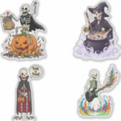 Funny Skeleton And Candy For Halloween シール (正面)