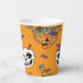 Funny Skeleton And Candy For Halloween 紙コップ (右)