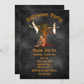 Funny Skeleton And Ghosts Halloween 招待状 (正面/裏面)