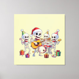 Funny Skeleton Band Christmas & New Year – 3D Cart キャンバスプリント