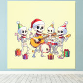 Funny Skeleton Band Christmas & New Year – 3D Cart キャンバスプリント (インサイチュ (ウッドフロア))