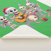 Funny Skeleton Band Christmas & New Year – 3D Cart シェルパブランケット (3/4)
