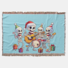 Funny Skeleton Band Christmas & New Year – 3D Cart スローブランケット