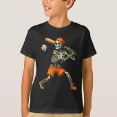 Funny Skeleton Batting Baseball Halloween Boys Men Tシャツ (正面)