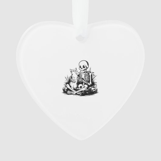 Funny Skeleton Cat Skull Kitty Cute Cat Goth Hallo オーナメント (正面)