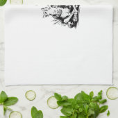 Funny Skeleton Cat Skull Kitty Cute Cat Goth Hallo キッチンタオル (折り畳み)