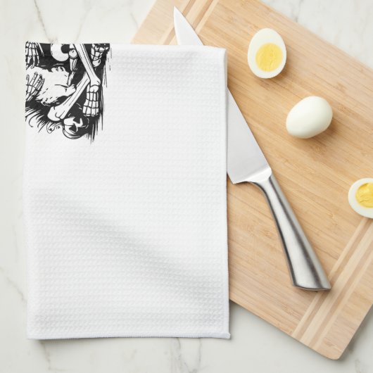 Funny Skeleton Cat Skull Kitty Cute Cat Goth Hallo キッチンタオル (四つ折り)