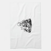 Funny Skeleton Cat Skull Kitty Cute Cat Goth Hallo キッチンタオル (縦)