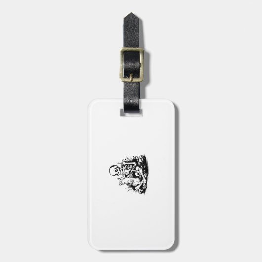 Funny Skeleton Cat Skull Kitty Cute Cat Goth Hallo ラゲッジタグ (正面縦)