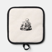 Funny Skeleton Cat Skull Kitty Cute Cat Goth Hallo 鍋敷き (正面)