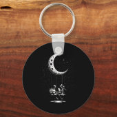 Funny Skeleton Couple Moon Playing Guitar Hallowee キーホルダー (正面)