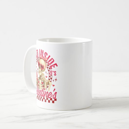 Funny Skeleton Dead Inside But It's Valentine's Da コーヒーマグカップ (正面左)