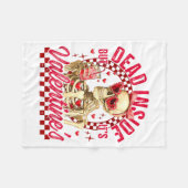 Funny Skeleton Dead Inside But It's Valentine's Da フリースブランケット (正面(横))