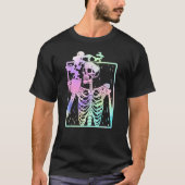 Funny Skeleton Drinking Coffee Caffeine Coffee B Tシャツ (正面)