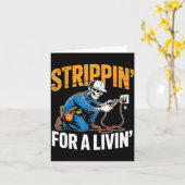 Funny Skeleton Electrician N For A Livin  カード (黄色い花)