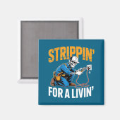 Funny Skeleton Electrician N For A Livin  マグネット (正面/裏面)