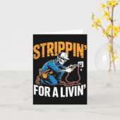 Funny Skeleton Electrician N For A Livin Long Slee カード (黄色い花)