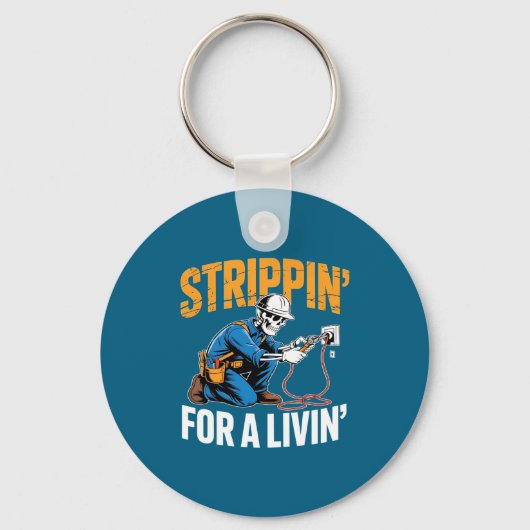 Funny Skeleton Electrician N For A Livin Long Slee キーホルダー (正面)